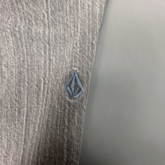 Volcom Vorta Slim Straight Jeans Mens 42 Gray Crinkle Wash Raw Hem - Picture 10 of 12